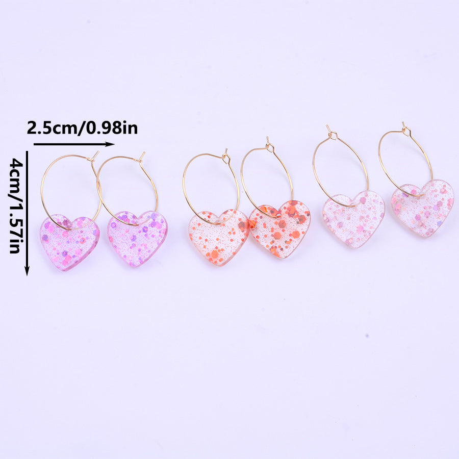 Minimalist Acrylic Sequin Heart Earrings