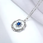 Sterling Silver Natural Sapphire Star Pendant Necklace