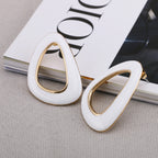 White Abstract Triangle Hoop Earrings
