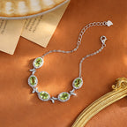 Sterling Silver Butterfly Bracelet with Natural Crystal Inlay