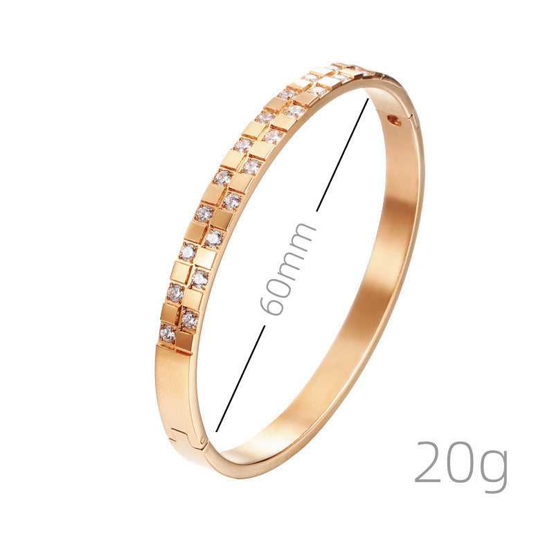 Structured Bangle Bracelet with Subtle Crystal Detail