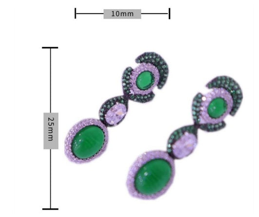 Elegant Green Gemstone Drop Earrings