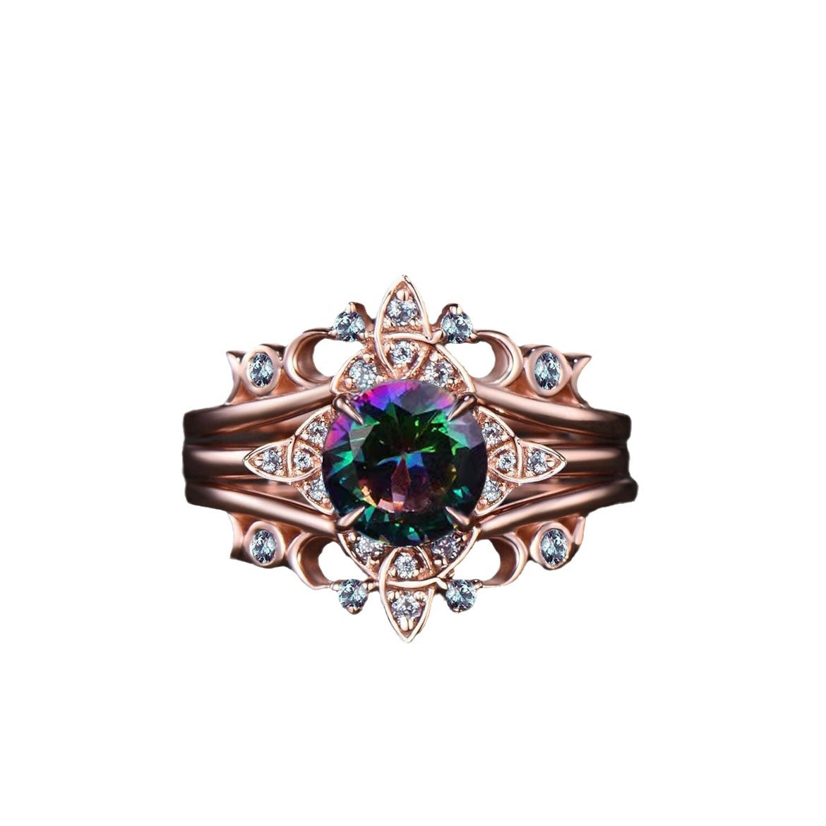 Krystal Crafts Aurora Fire Rainbow Crystal Ring