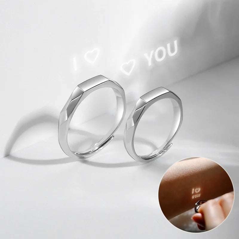Minimalist Couple Rings Set – Faceted Promise Bands