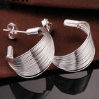 Elegant Silver Wrapped Hoop Earrings
