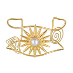 Geometric Open Cuff Bracelet with Intricate Center Detail