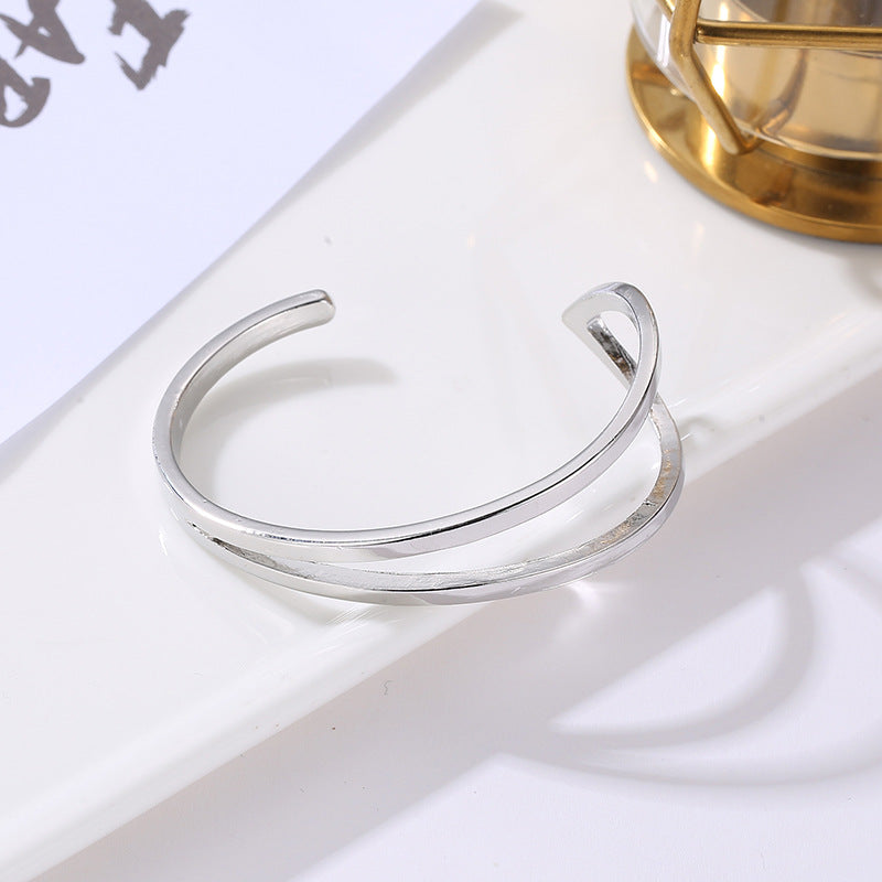 Geometric Open Cuff Bracelet with Modern Sculptural Design