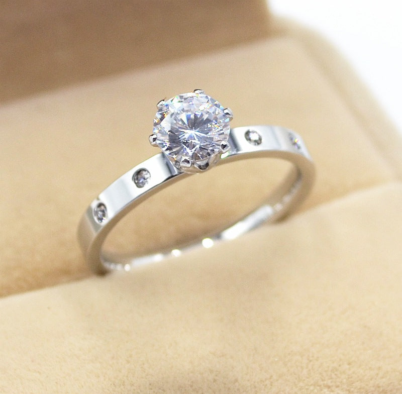 Classic Solitaire Crystal Engagement Ring