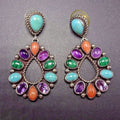 Krystal Crafts Handcrafted Multistone Tribal Teardrop Earrings