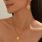 Radiant Sun Pendant Necklace & Matching Drop Earrings