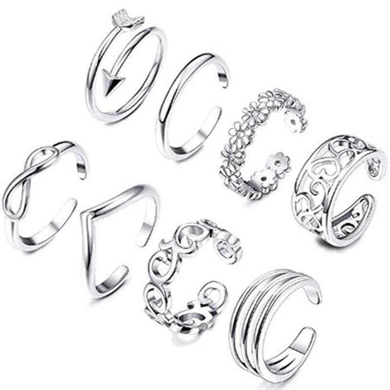 Adjustable Silver Toe Ring Set – Vintage & Minimal Styles