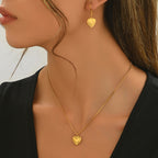 Heart Pendant Necklace & Matching Drop Earrings Set