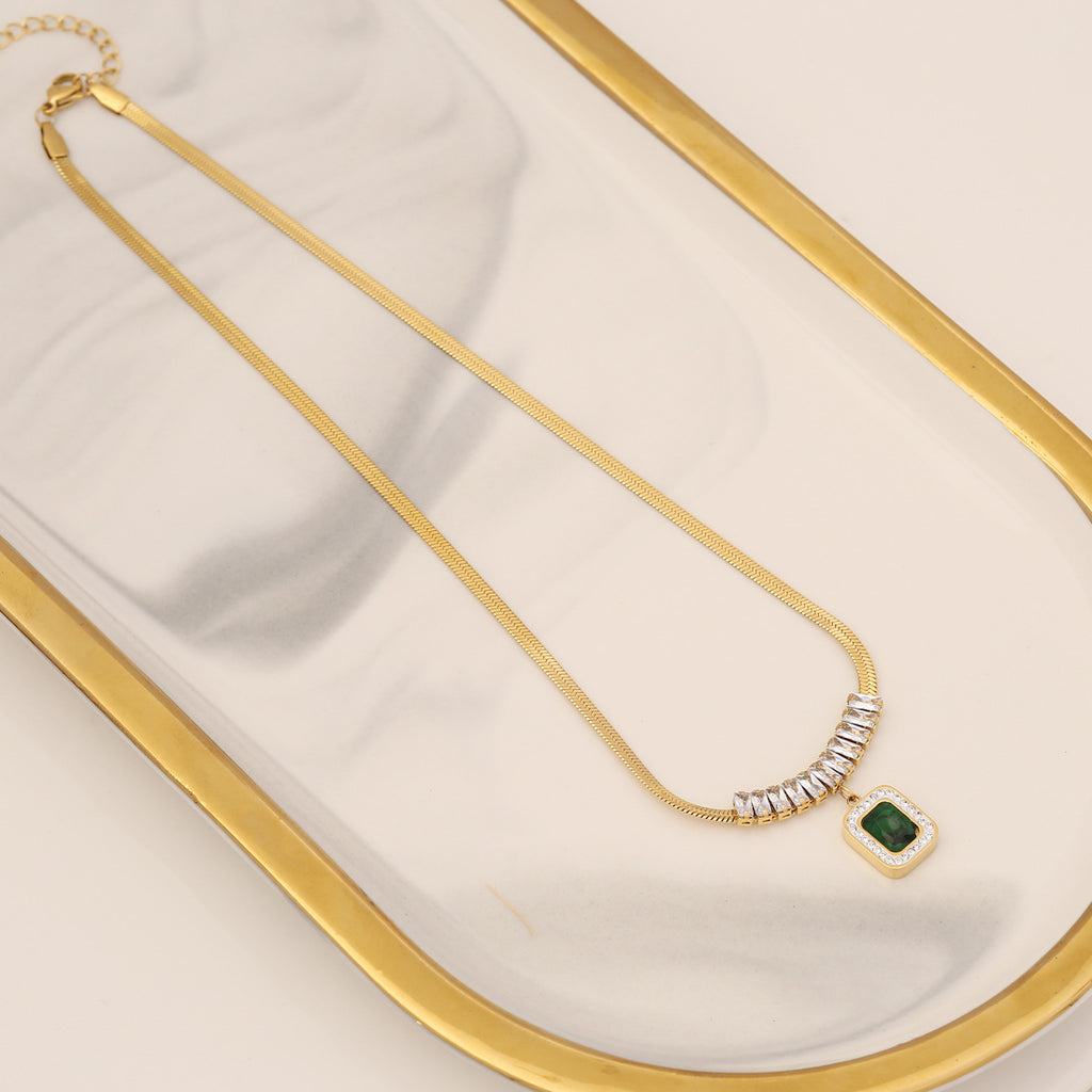 Elegant Gold Emerald-Cut Pendant Set