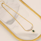 Elegant Gold Emerald-Cut Pendant Set