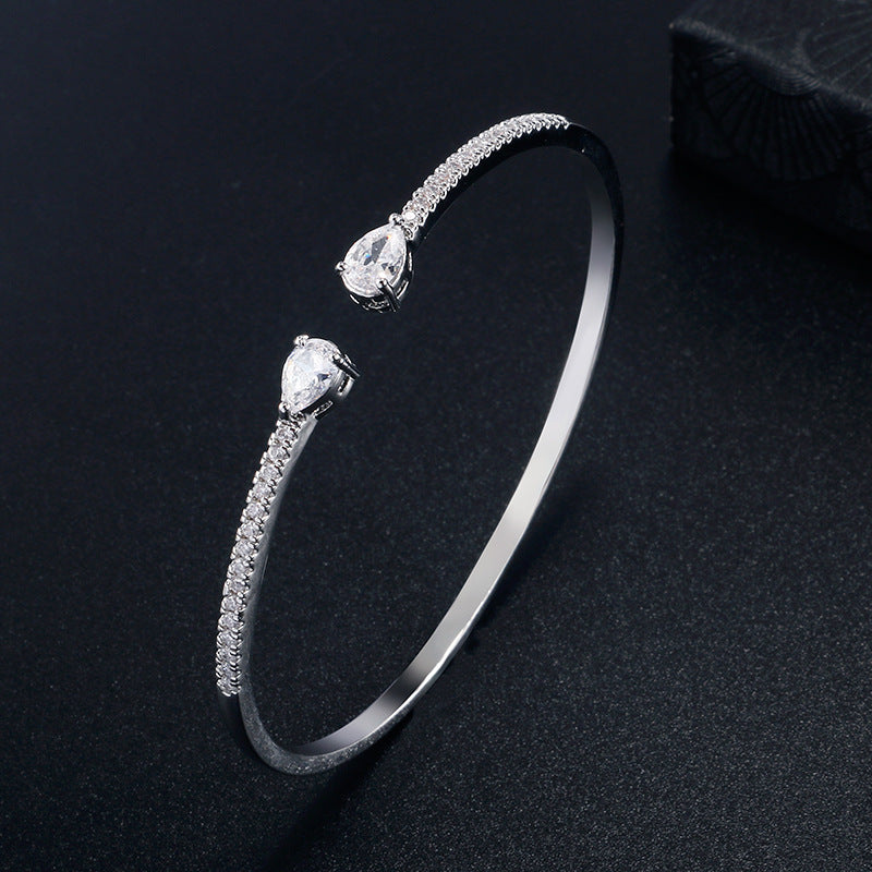 Open Cuff Bracelet with Dual Crystal Ends and Refined Silhouette
