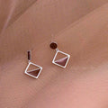 Modern Geometric Drop Earrings with Wood-Inspired Accents