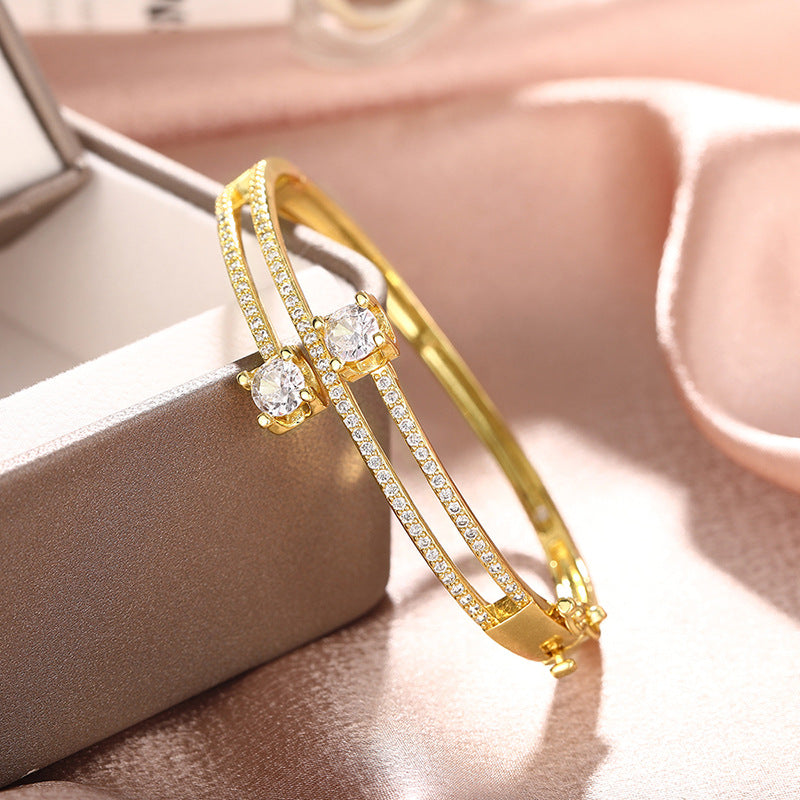 Elegant Dual-Band Bracelet with Refined Crystal Detail