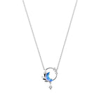 Star & Moon Blue Crystal Necklac