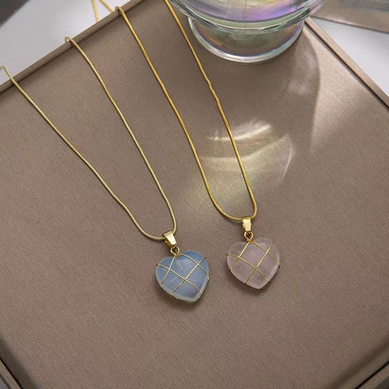 Gold Wire-Wrapped Moonstone Pendant Necklace