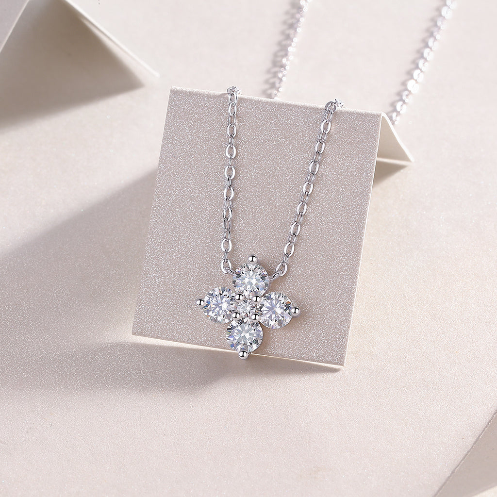 Lucky Four-Leaf Clover Moissanite Pendant Necklace
