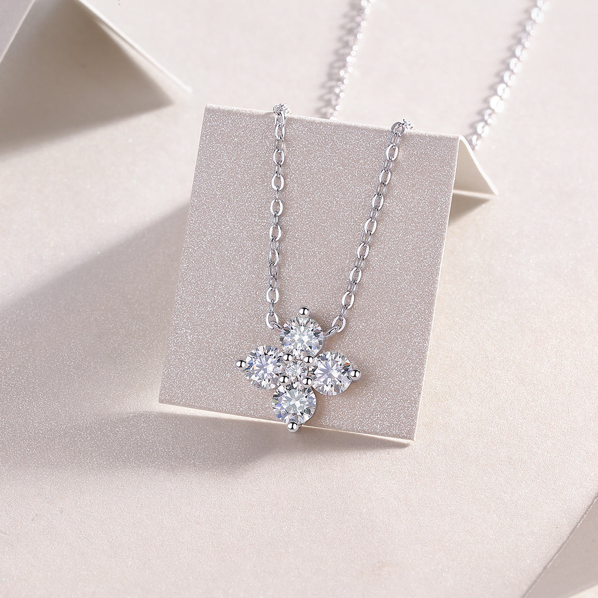 Lucky Four-Leaf Clover Moissanite Pendant Necklace