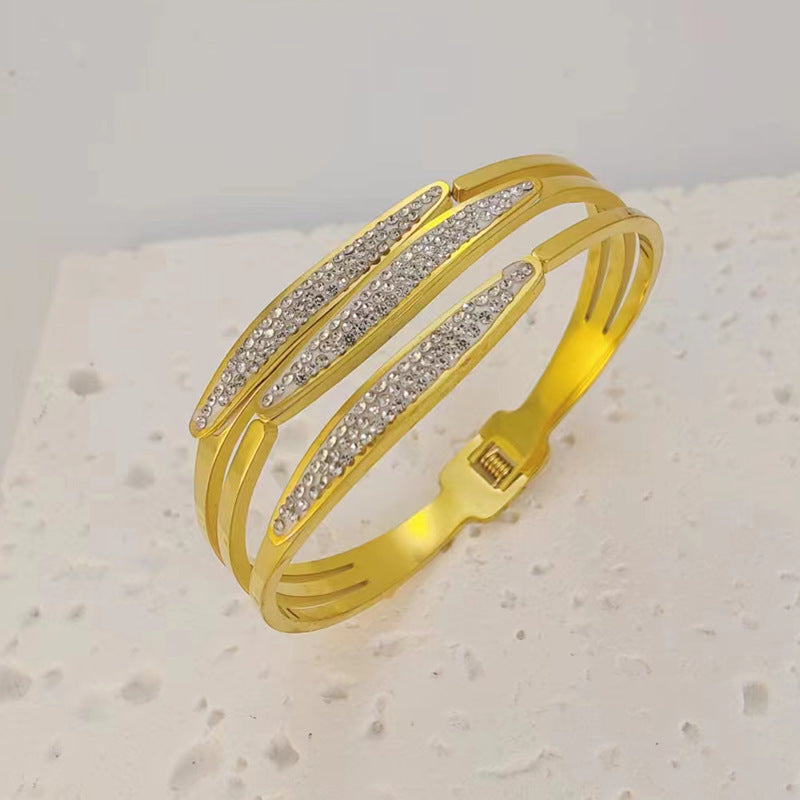 Multi-Band Crystal Detail Bracelet with Elegant Layered Design