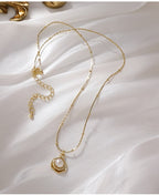 Pearl Pendant Necklace with Organic Gold-Style Frame