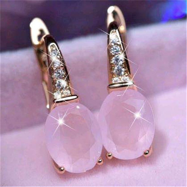 Elegant Oval Crystal Drop Earrings with Sparkling Accents