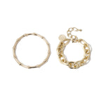 Two-Piece Bracelet Set with Organic Bangle and Chain Design