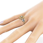 Sunflower Halo Ring – Two-Tone Floral Crystal Statement Band