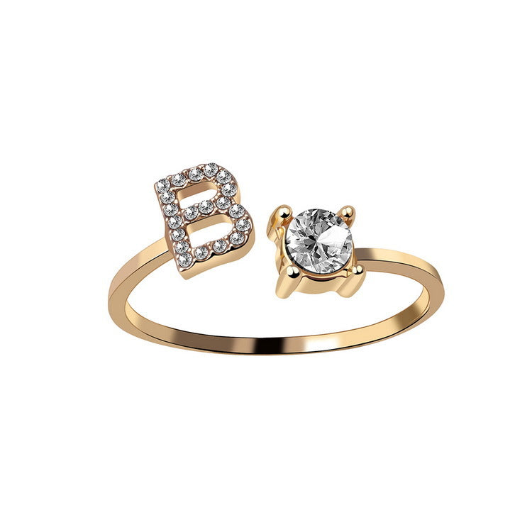 Personalized Diamond Initial Ring
