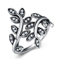 Vintage Leaf Wrap Ring – Marquise Crystal Adjustable Band