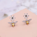 Sparkling Flower & Bee Crystal Earrings
