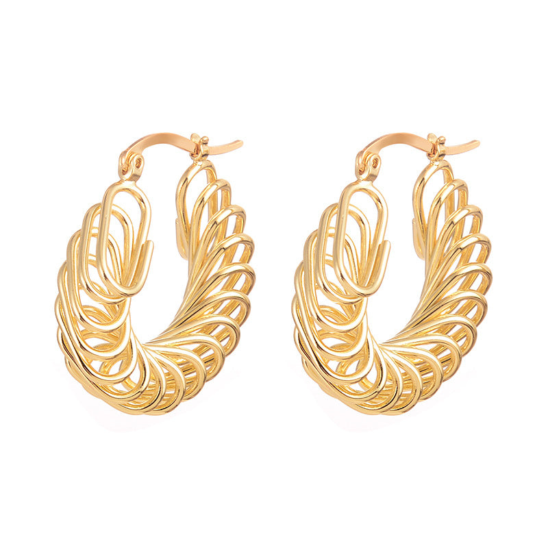 Bold Spiral Twist Hoop Earrings – Statement Clip-On Design