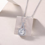 Square Halo Crystal Pendant Necklace