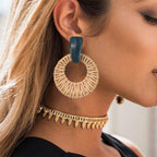 Statement Rattan Hoop Earrings with Modern Accent
