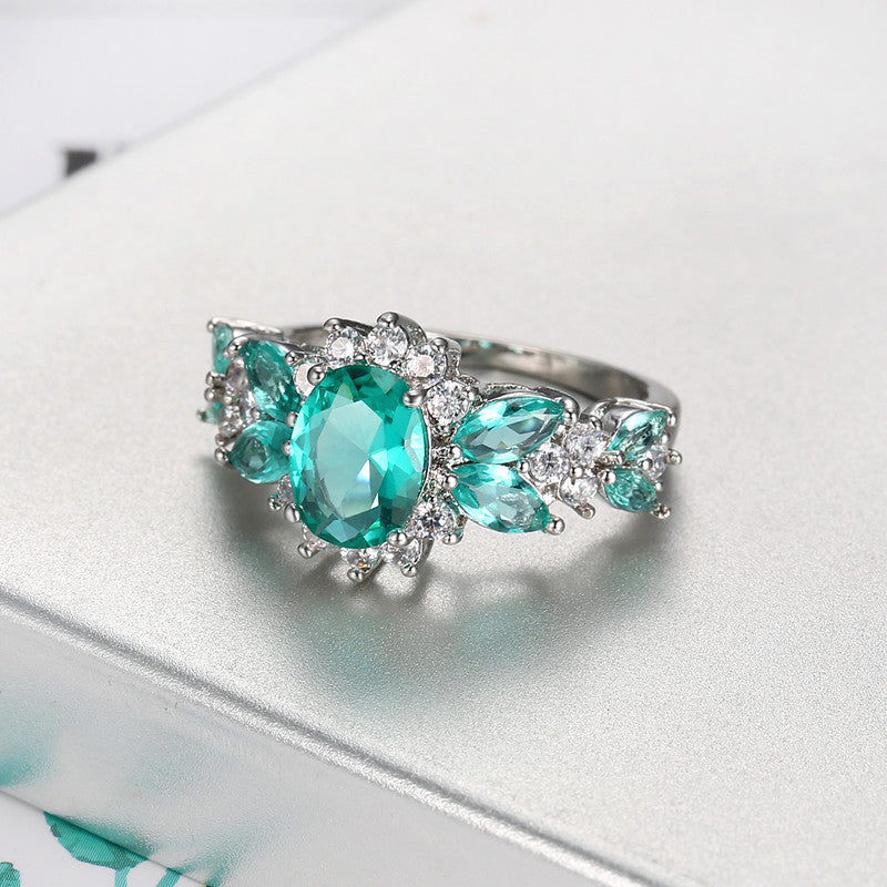 Emerald Aura Vintage Silver Statement Ring
