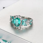 Emerald Aura Vintage Silver Statement Ring