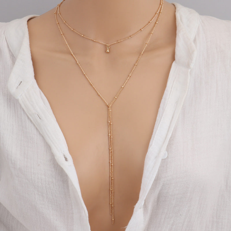 Minimalist Layered Y-Necklace with Delicate Bead Details