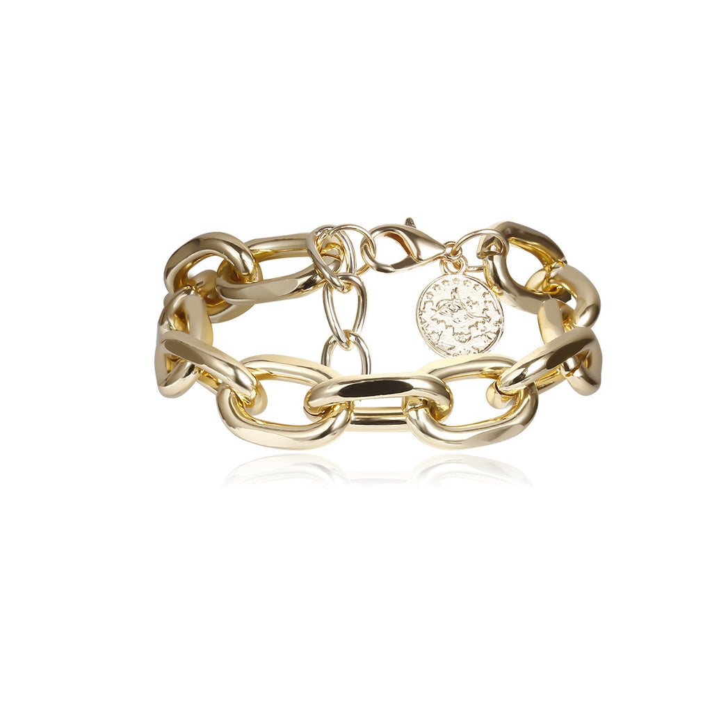 Two-Piece Bracelet Set with Organic Bangle and Chain Design