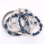 Layered Beaded Bracelet Stack with Textured Mixed Design