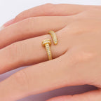 Pavé Heart Embrace Adjustable Gold Ring