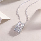 Rectangular Cluster Moissanite Pendant Necklace