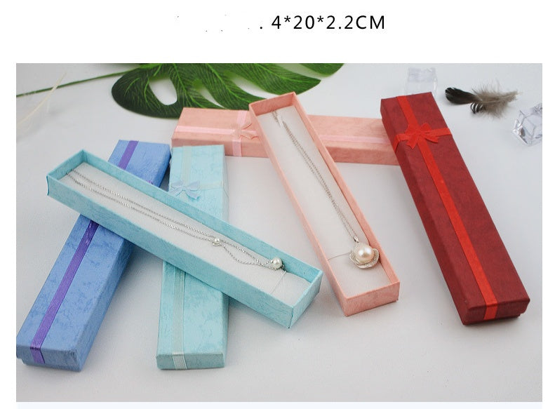 Rectangular Necklace Jewelry Box with Ribbon