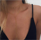 Minimalist Layered Y-Necklace with Delicate Bead Details