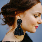 Bold Boho Tassel Earrings with Beaded Accents