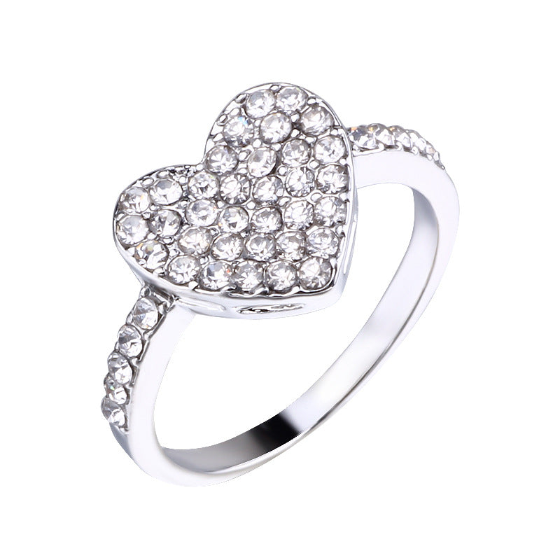 Sparkling Pavé Heart Ring – Romantic Crystal Statement Band