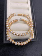 Beaded Open Hoop Bracelet with Classic Pearl Detail