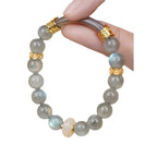 Natural Stone Bead Bracelet with Ornate Spacer Accents