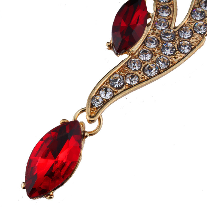 Luxury Red Crystal Bridal Jewelry Set